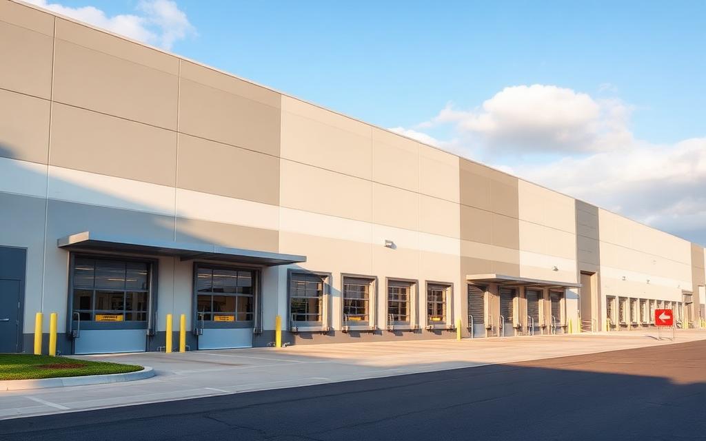 Industrial distribution warehouse with loading docks